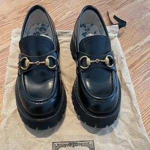 Gucci leather lug sole Horsebit loafer
